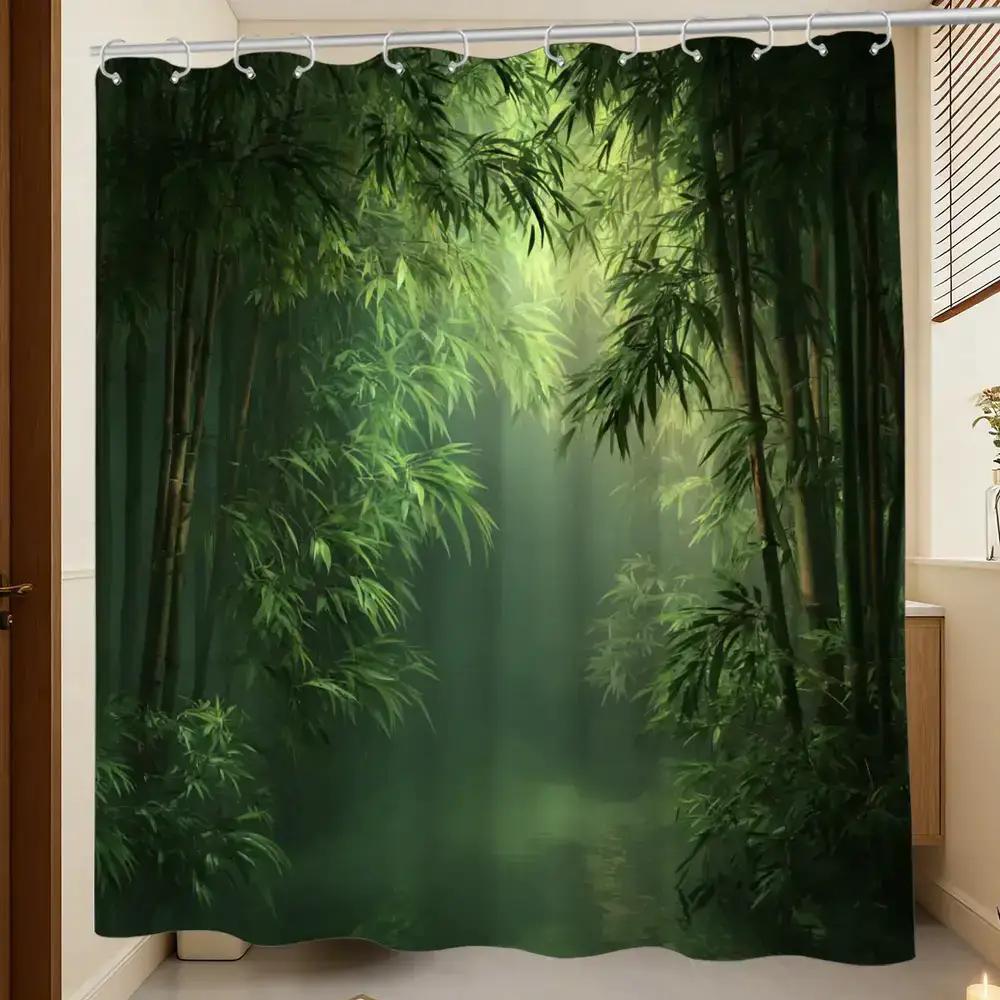Bathroom Shower Curtain Bamboo - Spa Wellness Nature 评论和价格