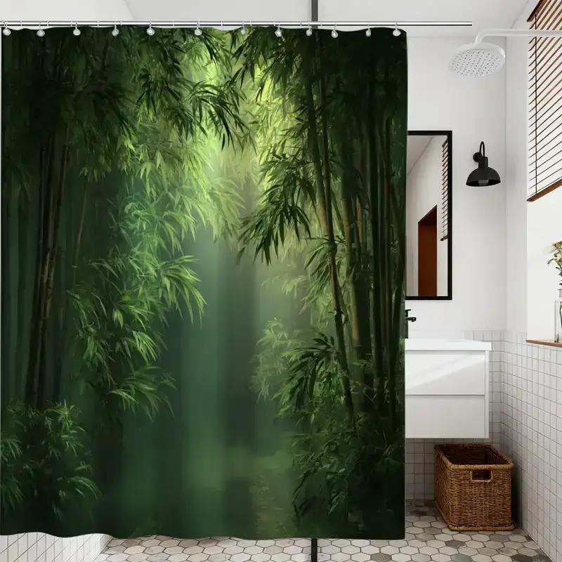 Bathroom Shower Curtain Bamboo - Spa Wellness Nature 评论和价格