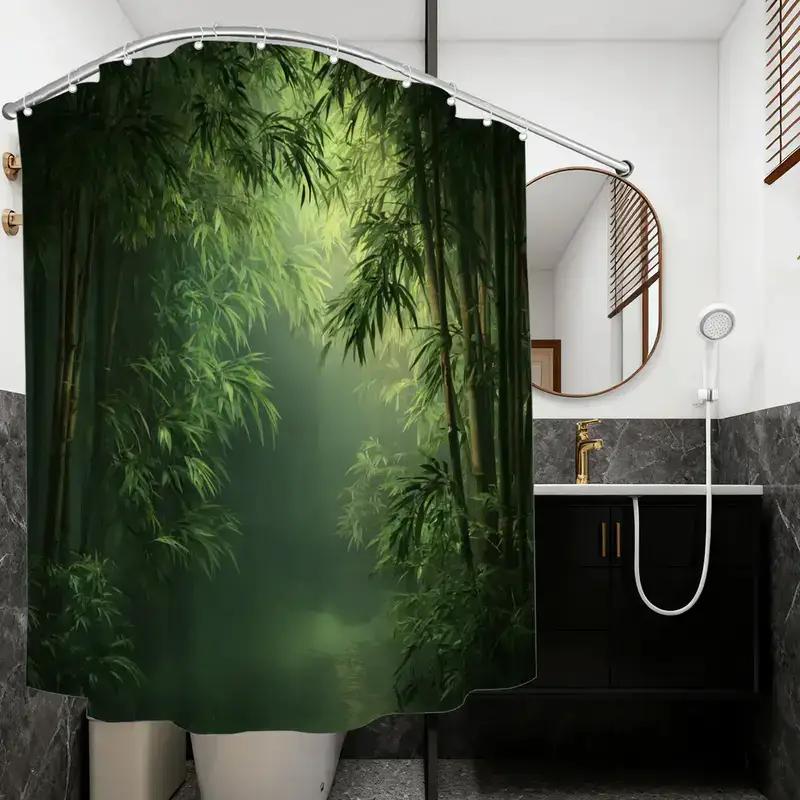 Bathroom Shower Curtain Bamboo - Spa Wellness Nature 评论和价格