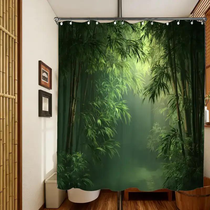Bathroom Shower Curtain Bamboo - Spa Wellness Nature 评论和价格