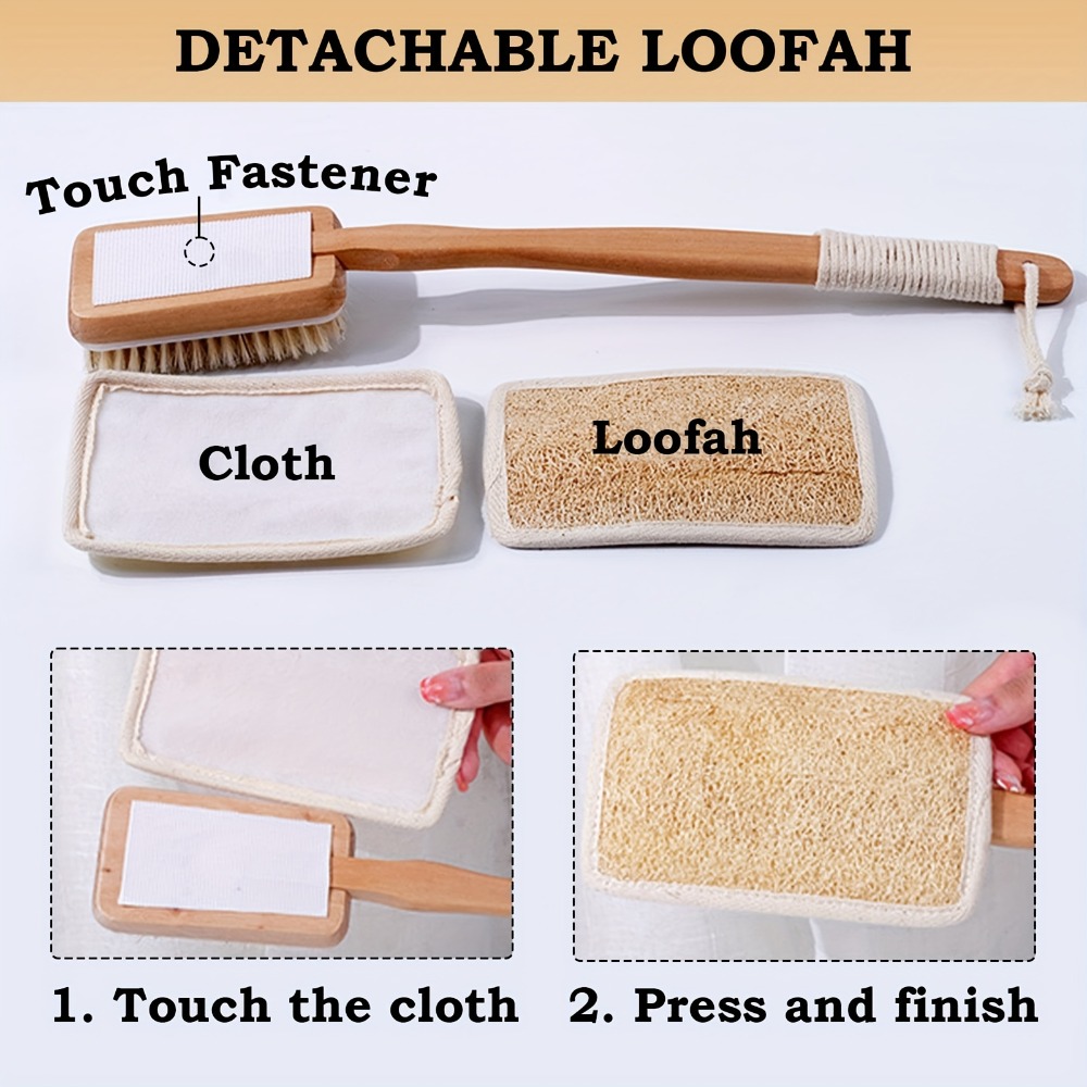 Wood Long Handle Bath Brush Na - Body Loofah Natural 评论和价格