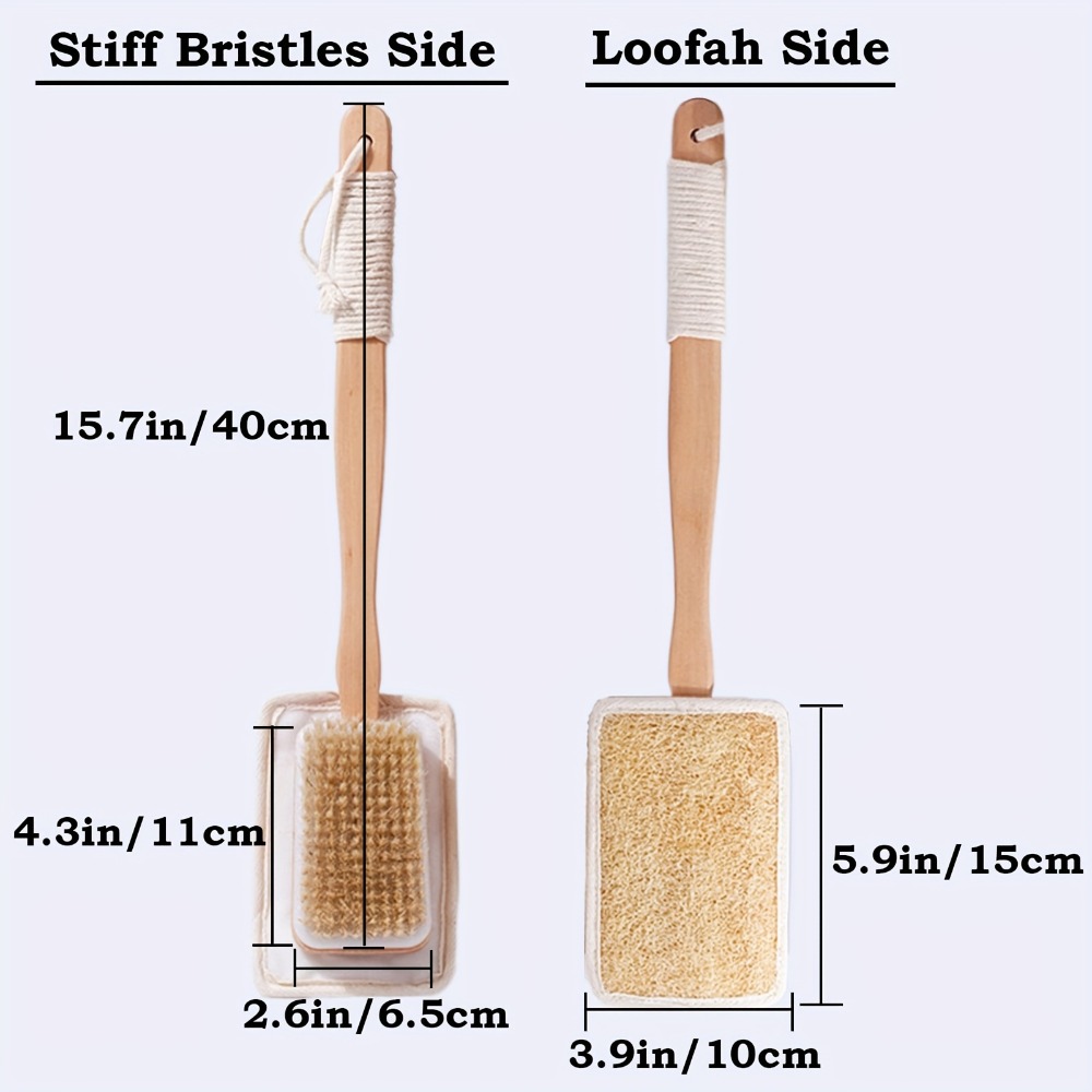 Wood Long Handle Bath Brush Na - Body Loofah Natural 评论和价格